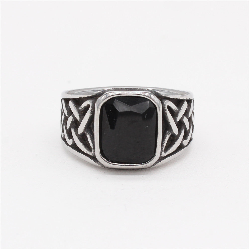 Cincin baja titanium berliantone pola viking