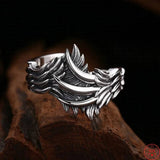 Retro Emboss Feather Ring