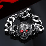 Titanium Steel Inlaid Gemstone Skull Bracelet