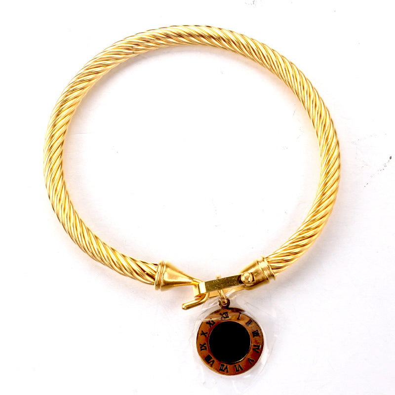 Pulsera de acero inoxidable con hebilla de temporizador griego vintage