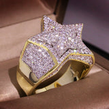 Two-tone Plated Micro-inlaid Zircon Luxury Ring