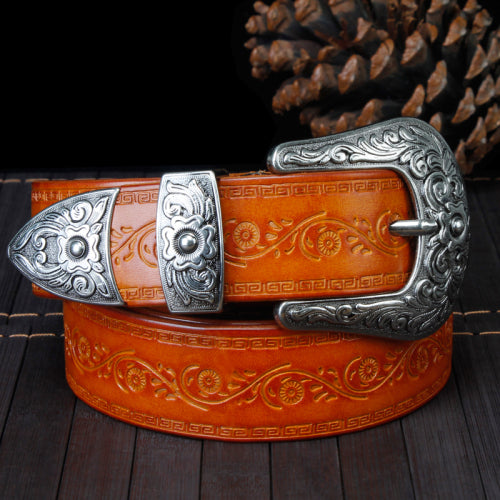 Vintage Roman Floral Patterned Belt