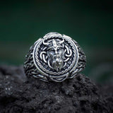 Retro Viking Head Graved Copper Ring