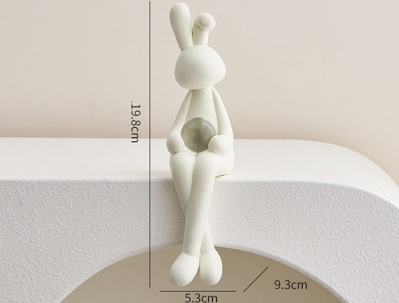 Sitting Rabbit With Crystal Ball Statue