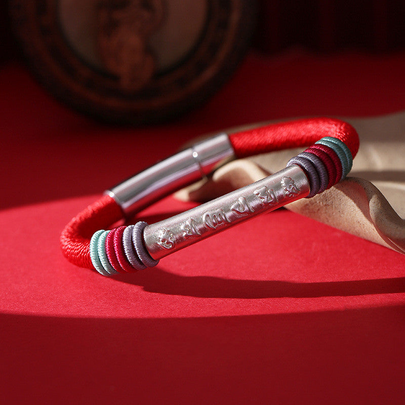 Six Mantra Couple Pure Silver Bracelet