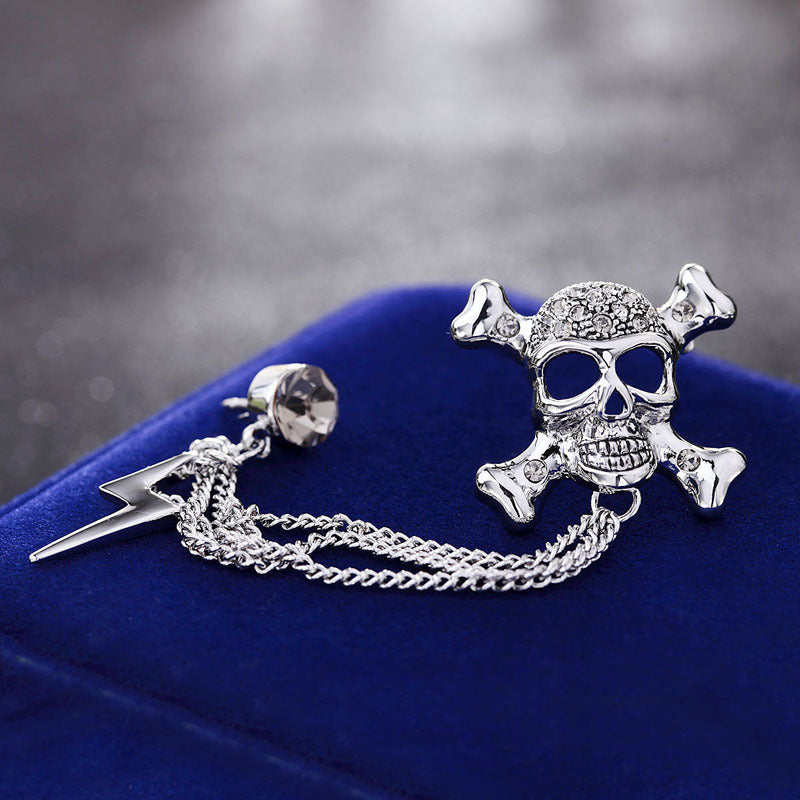 Broche de cadena de flor de calavera de aleación retro