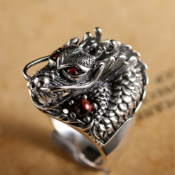 Vintage Red Eyes Dragon Head Alloy Ring