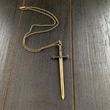Gothic Sword Pendant Bronze Necklace