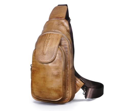 Bolso de hombro en piel con estampado de cocodrilo