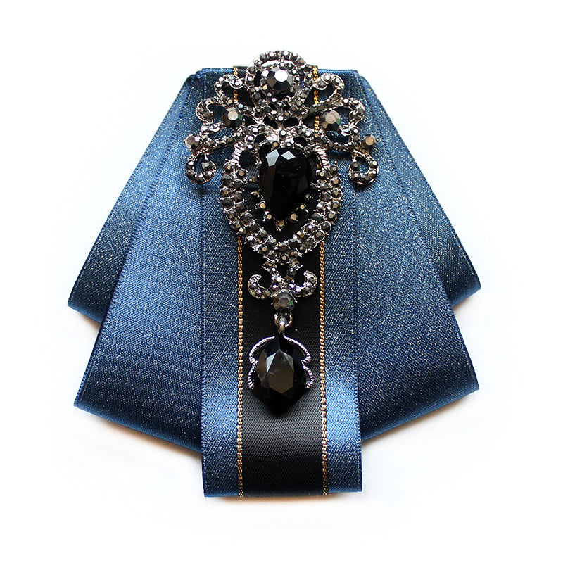 Vintage Applique Black Line Ribbon Tie