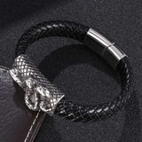 Snake Buckle Woven Leather Bracelet