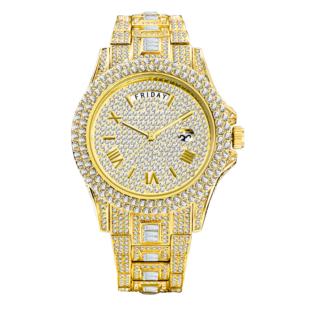 Luxury Round Dial Rhinestone Watch