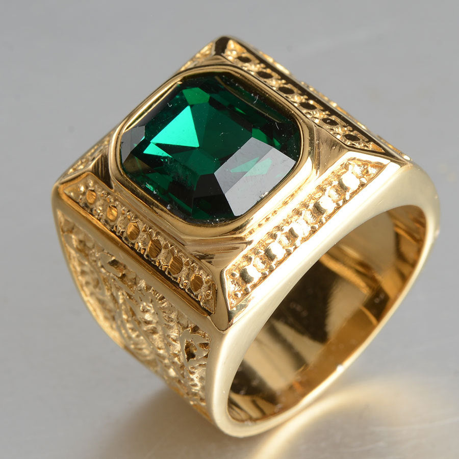 Luxurious Solid Black Gemstone Plated Ring