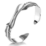 Silver Double Feather Cuff Bracelet
