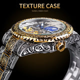 Baroque Pattern Carved  Linked Strap Watch
