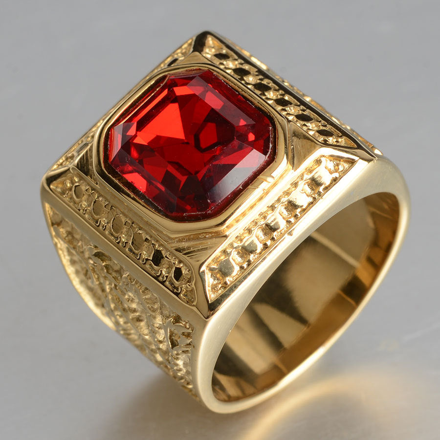 Luxurious Solid Black Gemstone Plated Ring