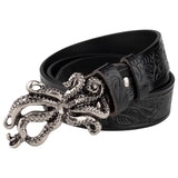 Octopus Smooth Buckle Embossed Leather Belt