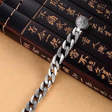 Vintage Carved Clasp Closure Curb Chain Bracelet