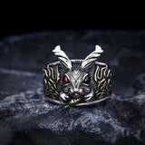 Gothic Rabbit Adjustable Sterling Silver Ring