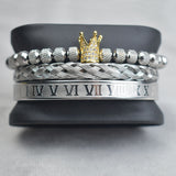 Rhinestone Crown Charmed Bracelet Set