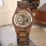 Link Strap Mechanical Wooden Watch