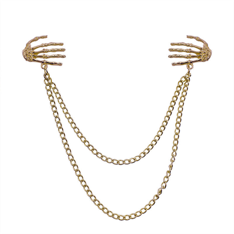 Broche de cadena de esqueleto de mano