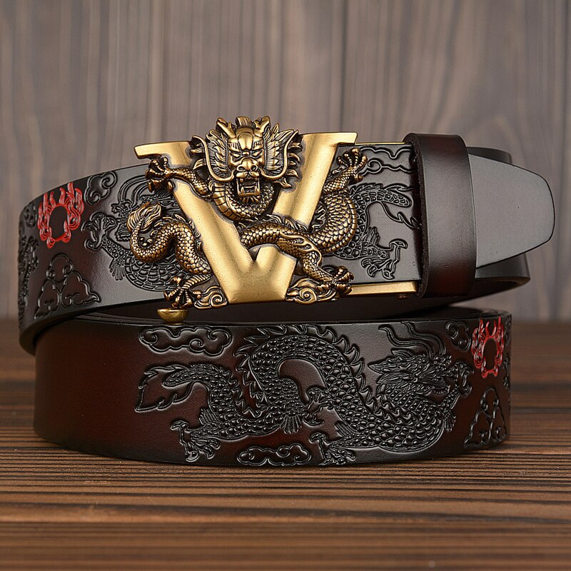 V Dragon Automatic Buckle Leather Belt