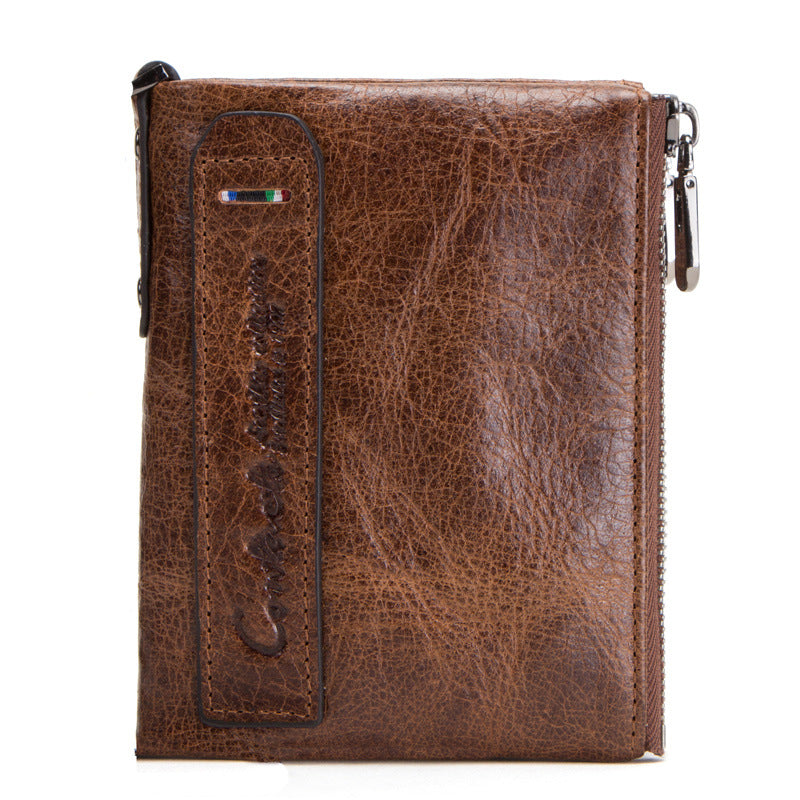 Retro Double Zipper PU Leather Wallet
