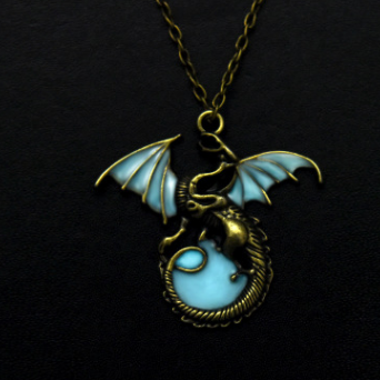 Ancient Dragon Pendant Chain Necklace