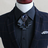 Men's Trendy Floral Rhinestone Multi-Layer Tie