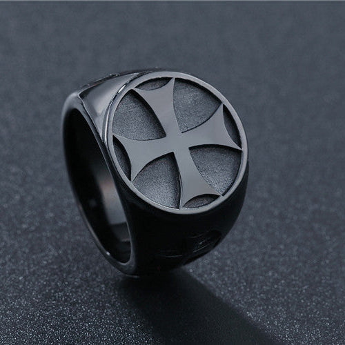 Retro Cross Titanium Steel Ring