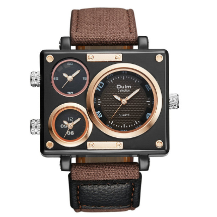 Double Movement Canvas Strap Square Watch