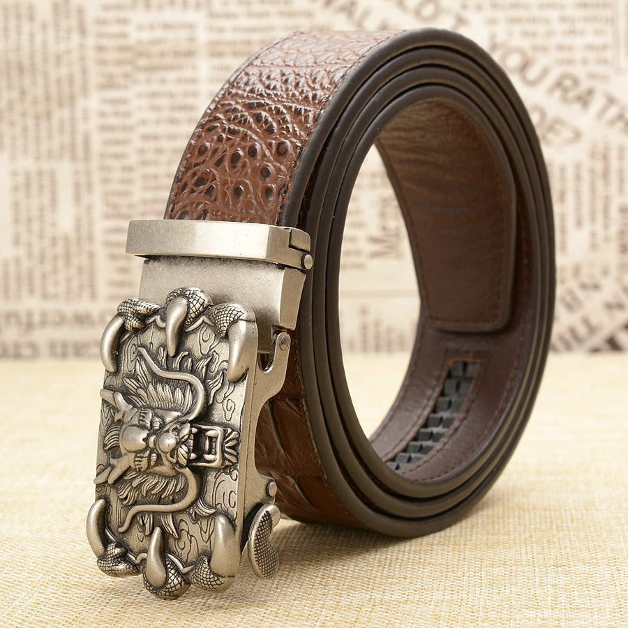 Dragon Alloy Buckle Leather Pattern Belt