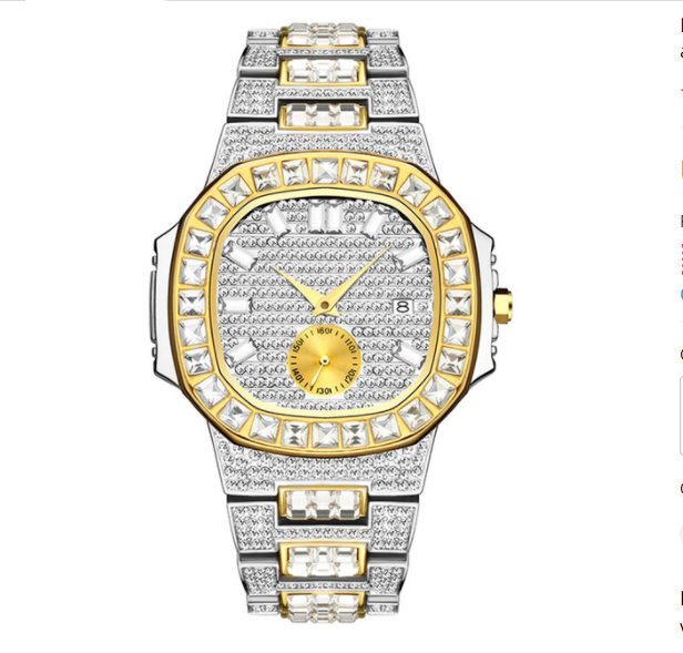 Reloj de acero inoxidable con diamantes de imitación de cuarzo a prueba de agua