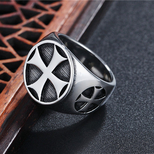 Retro Cross Titanium Steel Ring