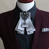 Metal And Rhinestone Decorated Solid Ribbon Tie