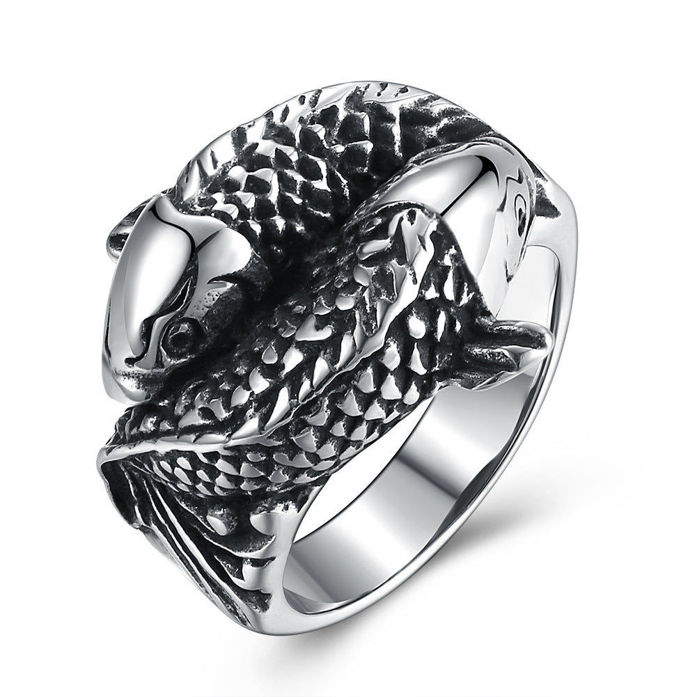 Stainless Steel Two Fishes Style Ring