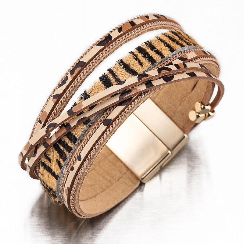 Retro -Legierung gedrucktes Leopardenarmband