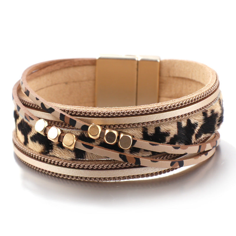 Retro -Legierung gedrucktes Leopardenarmband