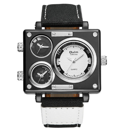 Double Movement Canvas Strap Square Watch