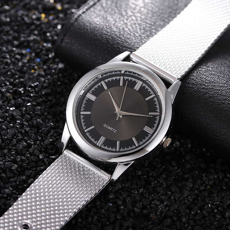 Geometric Silicone Strap Stainless Steel Watch