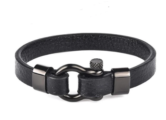 Pulsera casual de cuero con hebilla de metal