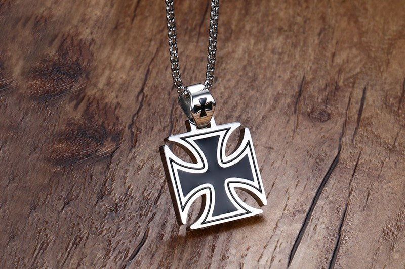 Black Epoxy Knights Templar Pendant Necklace