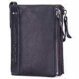 Retro Double Zipper PU Leather Wallet
