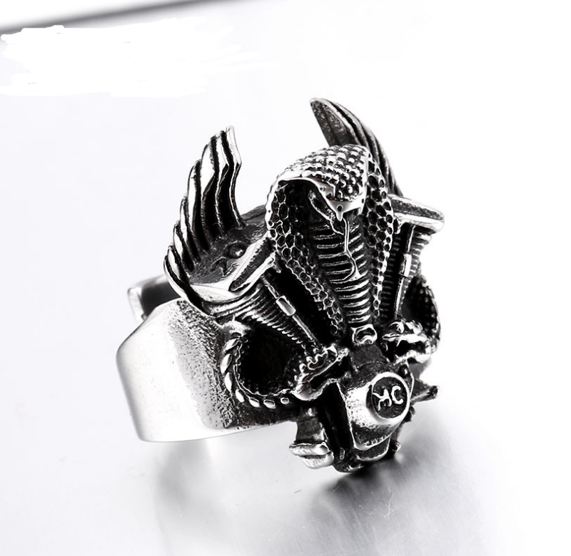 Punk Stainless Steel Cobra Shape Ring