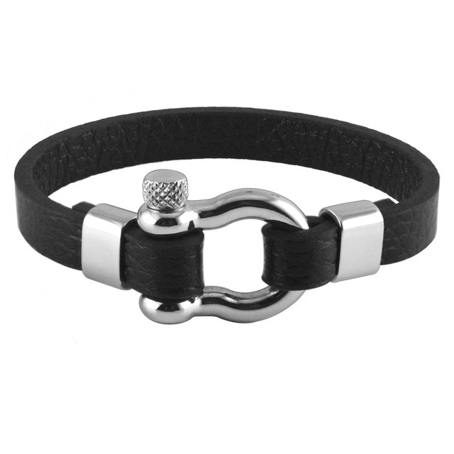 Pulsera casual de cuero con hebilla de metal