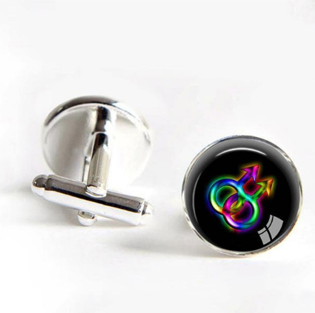 Rainbow Pride Style Round Cufflinks