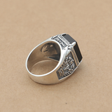 3D Square Black Gemstone Ring