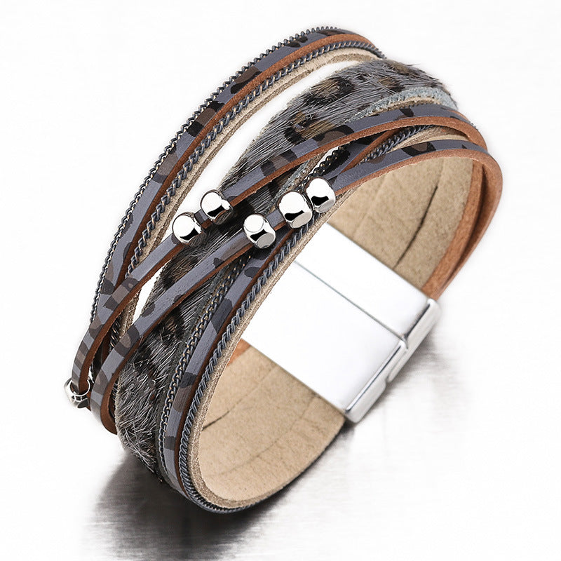 Retro -Legierung gedrucktes Leopardenarmband