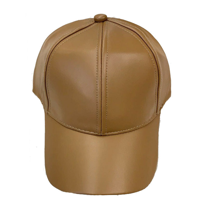 Solid Leather Baseball Cap